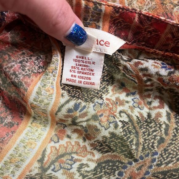 Sundance Silk V Neck Long Sleeved Semi Sheer Top XS Boho Forest Fairy Earthy - Picture 7 of 7